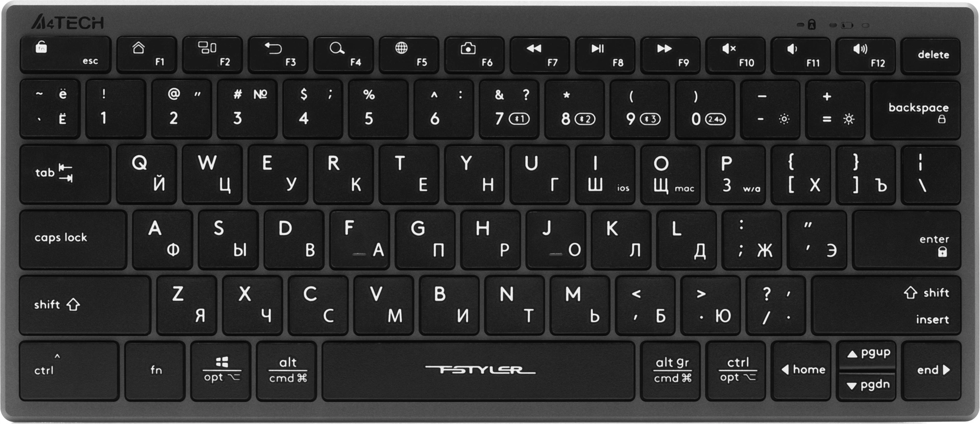 Клавиатура A4Tech Fstyler FBX51C серый USB беспроводная BT/Radio slim Multimedia для ноутбука (FBX51
