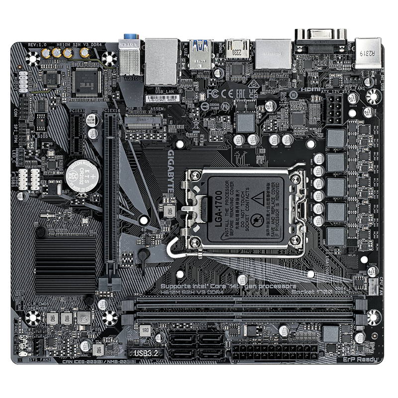 Материнская плата Gigabyte H610M S2H V3 DDR4 Soc-1700 Intel H610 2xDDR4 mATX AC`97 8ch(7.1) GbLAN+VG