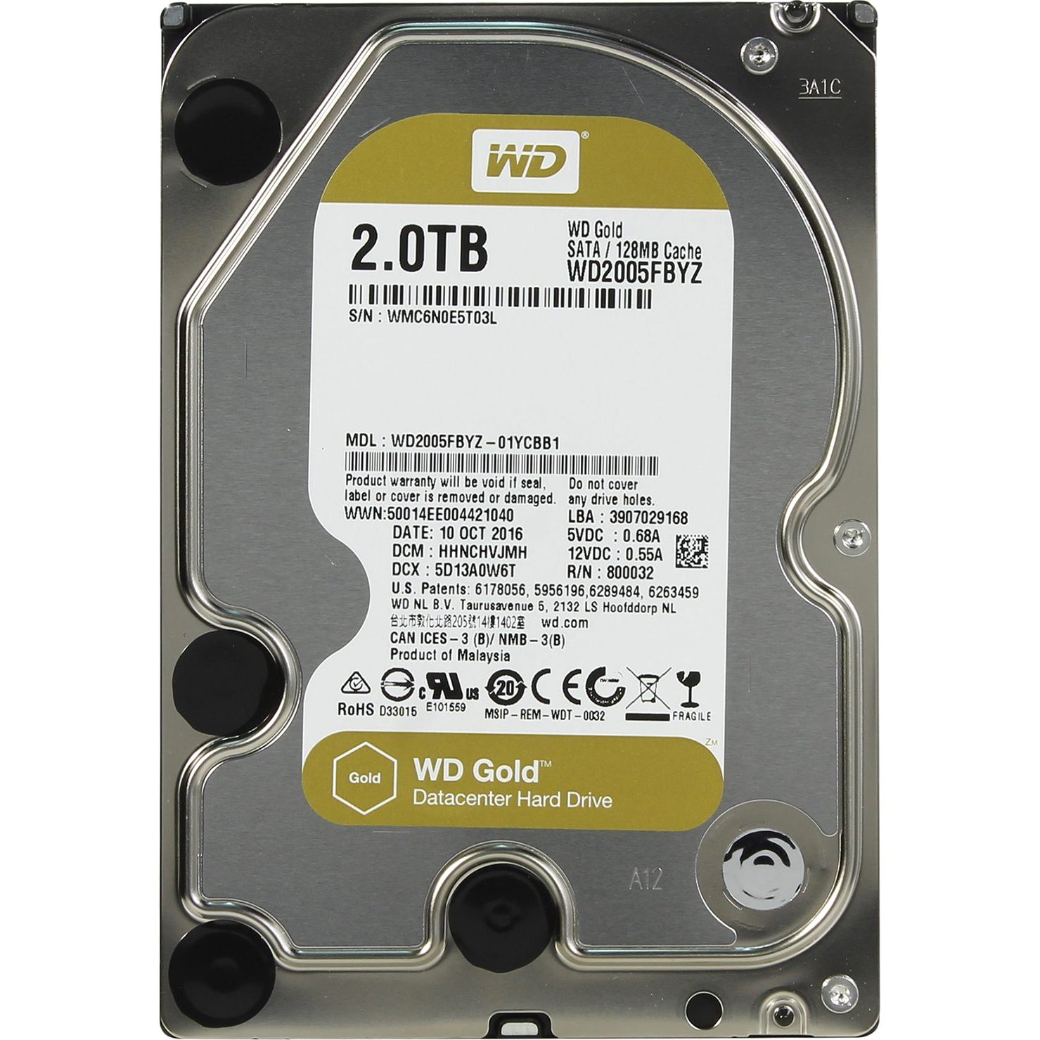 Жесткий диск WD SATA-III 2TB WD2005FBYZ Server Gold 512N (7200rpm) 128Mb 3.5"