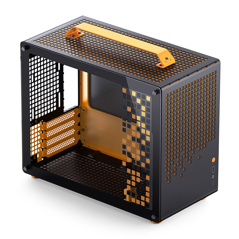 Корпус JONSBO Z20, Mini-Tower, TG, no fan, 1xUSB-A 3.2 + 1xUSB-C 3.2, mATX, mITX Orange/Black