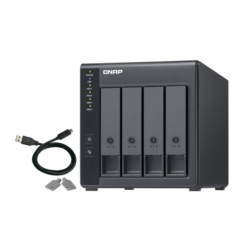 QNAP DAS TR-004 4 Bay 2.5/3.5 SATA Type-C USB 3.1 Gen 1 (5 Gb/s ) Direct Attached Storage with Hardw