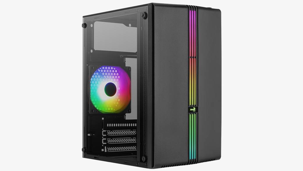 Корпус AeroCool Evo Mini-G-BK-v1 Black Micro ATX/mini-ITX, без БП, Steel, Plastic, Tempered Glass (4