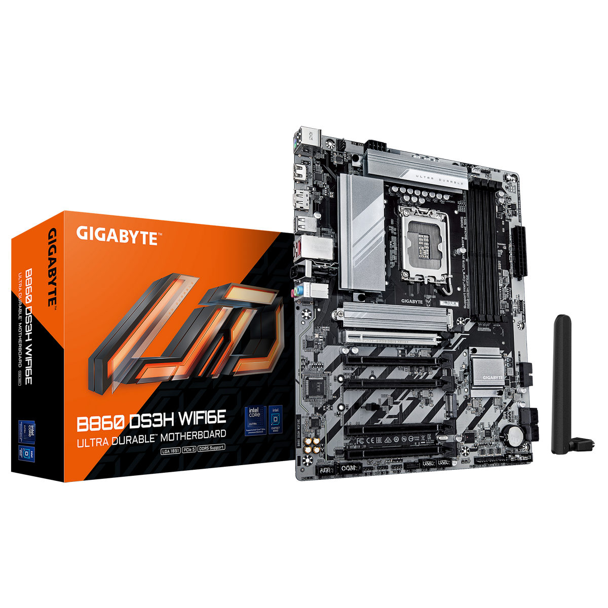 Материнская плата GIGABYTE B860M DS3H WIFI6E, LGA1851, B860, 4*DDR5, 4*SATA, 2*M.2,USB 3.2, 4*USB 2.
