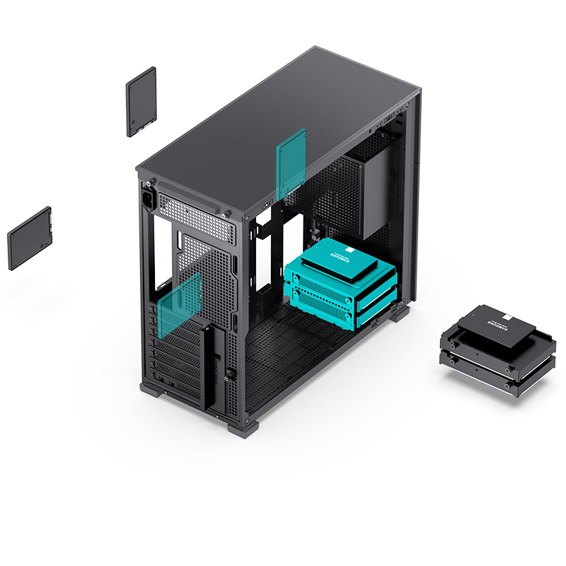 Корпус JONSBO D41 STD, Midi-Tower, TG, no fan, 1xUSB-A 3.2 + 1xUSB-C 3.2, ATX, mATX Black