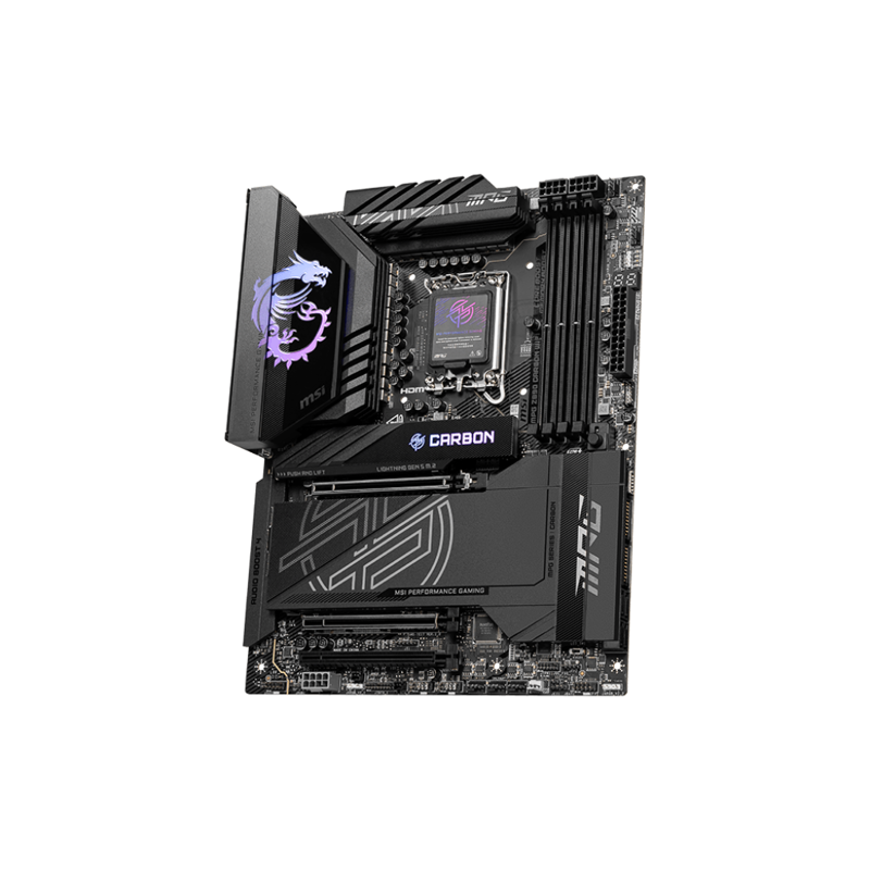 Материнская плата MSI MPG Z890 CARBON WIFI Z890, LGA1851, 4*DDR5, 3*PCIEx16, 5*M.2, 2*TypeC, 10*USB3
