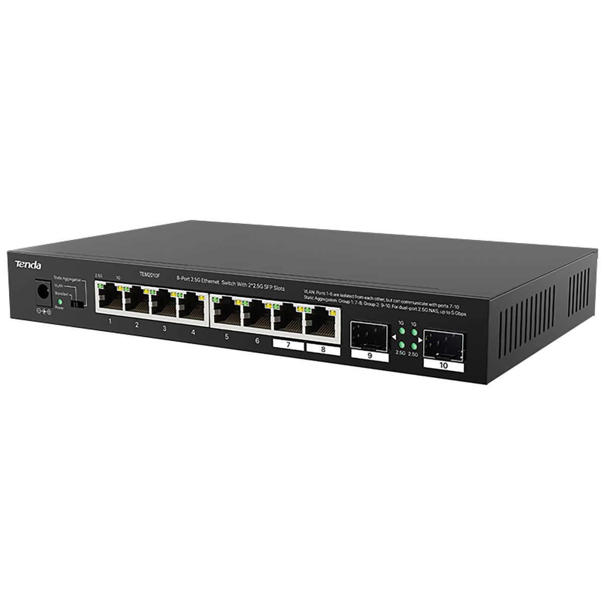 Коммутатор Tenda TEM2010F (L2) 8x2.5Гбит/с 2SFP неуправляемый