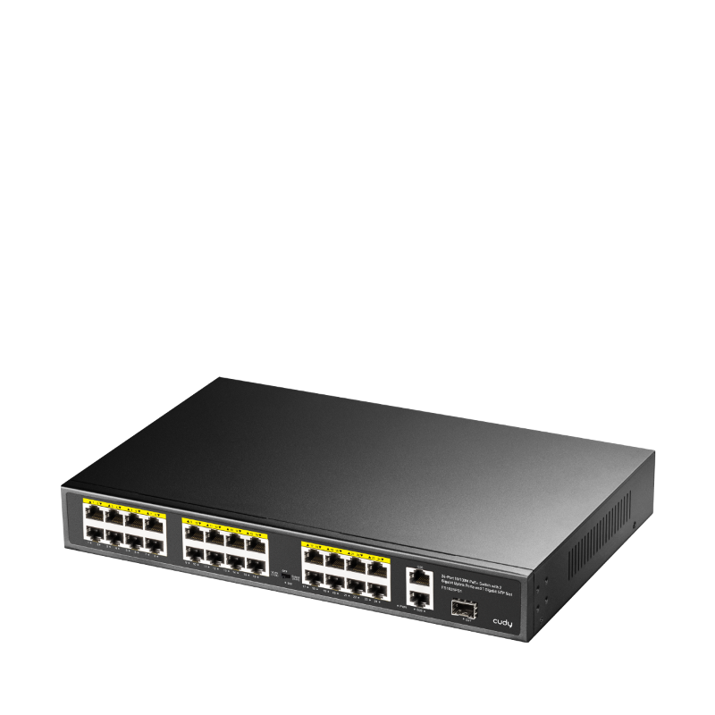 Коммутатор Cudy FS1026PS1 (L2) 24x100Мбит/с 2x1Гбит/с 1SFP 24PoE 24PoE+ 300W неуправляемый
