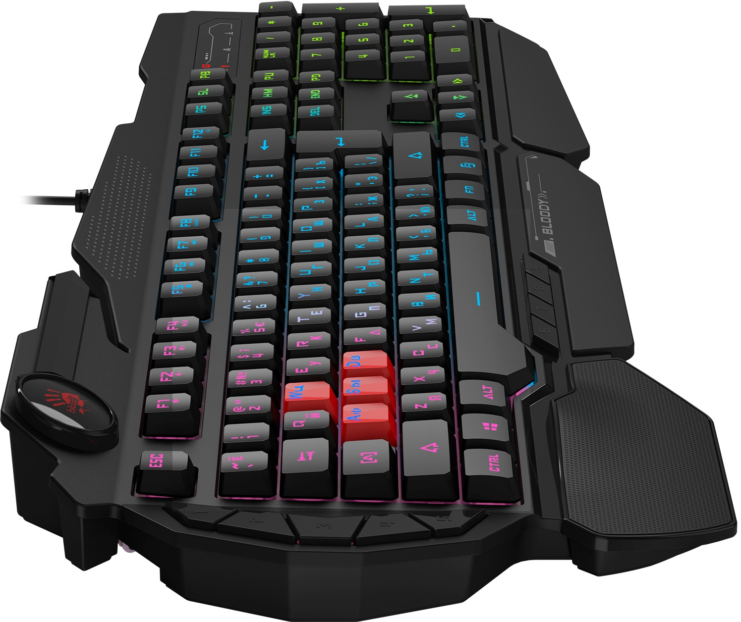 Клавиатура A4Tech Bloody B314 черный USB Multimedia for gamer LED (подставка для запястий)