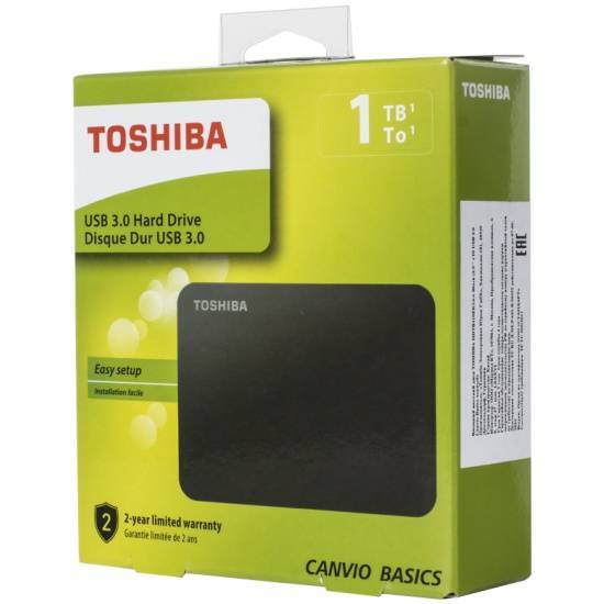 Внешний жесткий диск 1TB Toshiba HDTB410EK3AA Canvio Basics , 2.5", USB 3.0, Черный