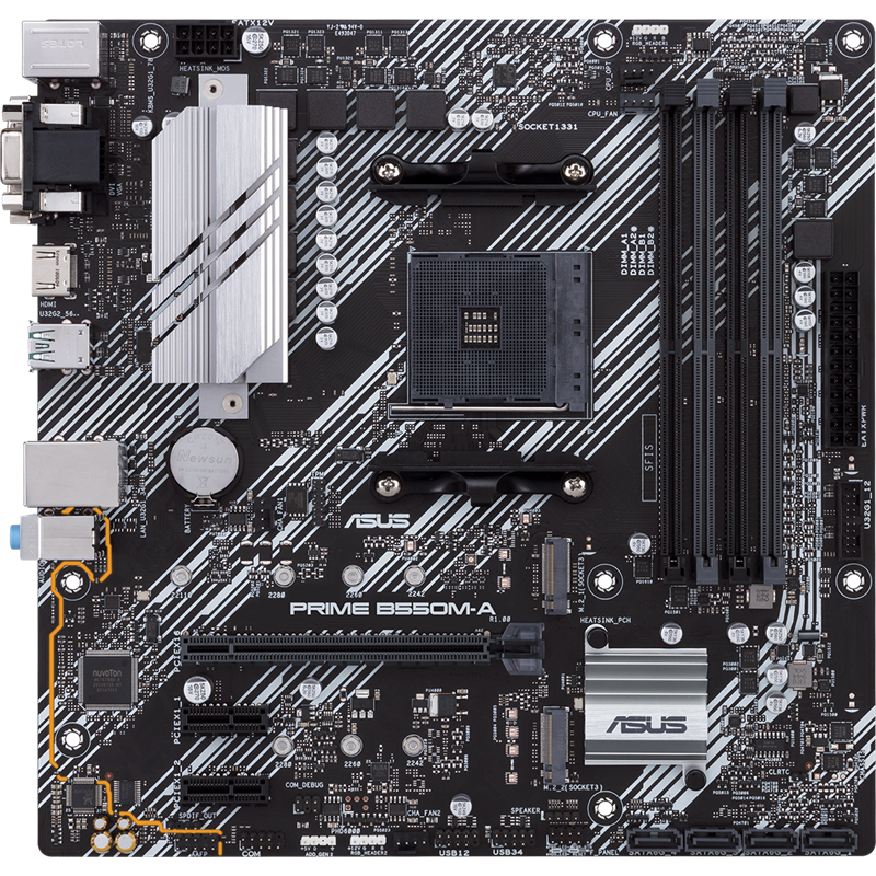 Материнская плата Asus PRIME B550M-A Soc-AM4 AMD B550 4xDDR4 mATX AC`97 8ch(7.1) GbLAN RAID+VGA+DVI+