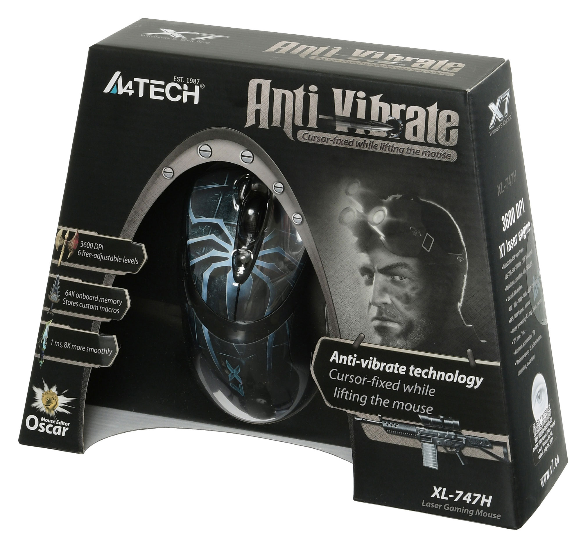 Мышь A4Tech Oscar Editor XL-747H рисунок/голубой лазерная 3600dpi USB 6but (XL-747H (BLUE SPIDER))