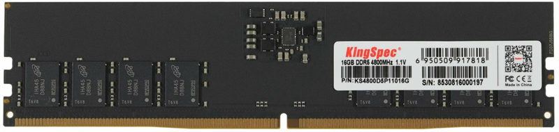 Память DDR5 16GB 4800MHz Kingspec KS4800D5P11016G RTL PC5-38400 CL40 DIMM 288-pin 1.1В single rank R