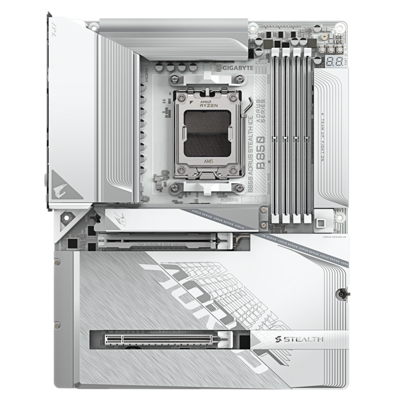Материнская плата Gigabyte B850 AORUS STEALTH ICE, AM5, AMD B850, 4xDDR5, 2xSATA, 4xM.2, 1xPCIe 5.0 