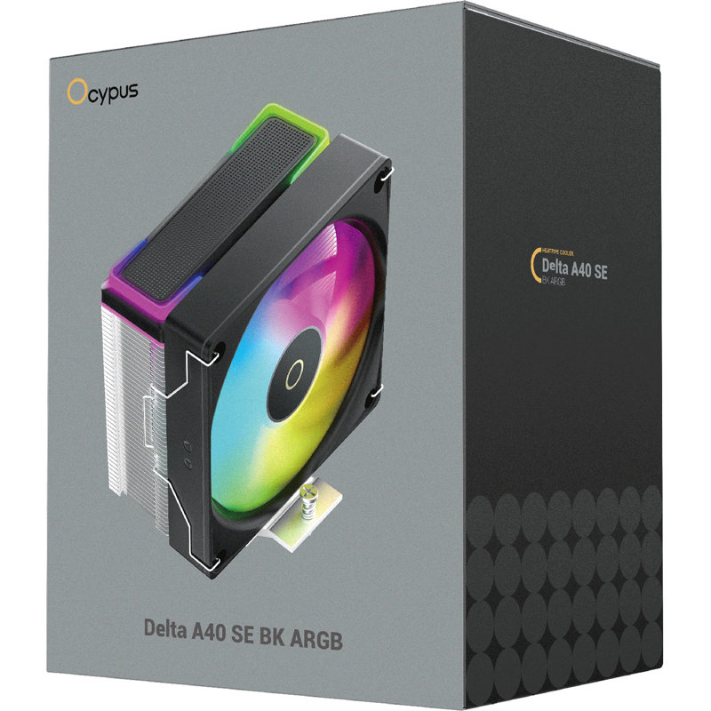 Кулер для процессора Ocypus Delta A40 SE BK ARGB (190W, 4-pin PWM, 147mm, Al/Cu, 4x6mm, ARGB, 1x120m
