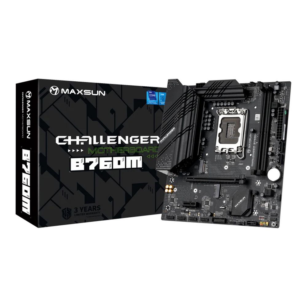 Материнская плата Maxsun MS-Challenger B760M B760, LGA1700, 2*DDR4, 1*PCIEx16, 1*PCIEx1, 2*M.2, 6*US