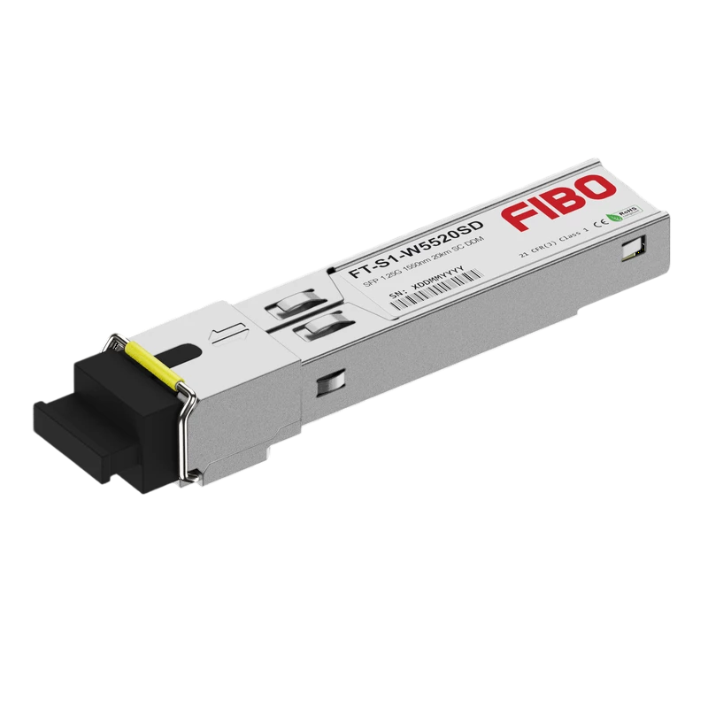 Модуль SFP FIBO, 20 км, SC, Tx:1550 нм, Rx:1310 нм, 1.25 Гбит/с, SM, одинарный, WDM, DDM (FT-S1-W552