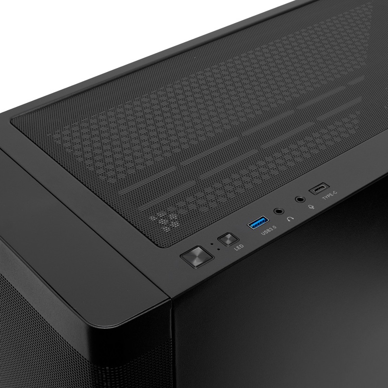 Корпус HSPD M740, Mesh Mid Tower, Black, TG, 0.6 SPCC, no fans, E-ATX, ATX, mATX, mITX, 170/400/200m