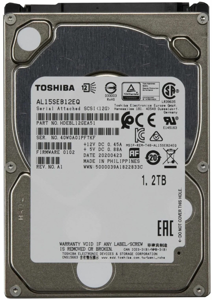 Жесткий диск Toshiba SAS 3.0 1200GB AL15SEB12EQ 512E (10000rpm) 128Mb 2.5" Bulk