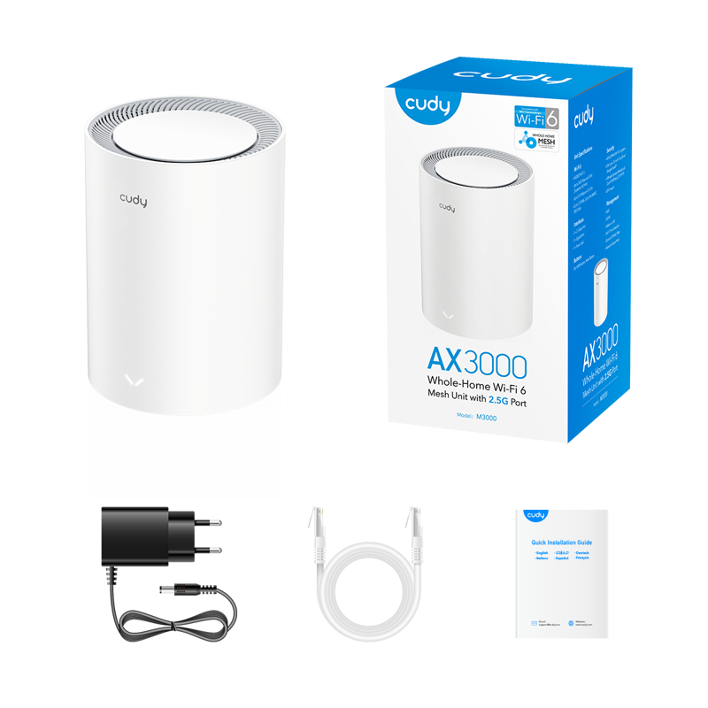 Маршрутизатор CUDY AX1800 Wi-Fi 6 Mesh Solution 1-Pack, Chipset MediaTek, Dual-Band, 802.11ax/ac/a/b