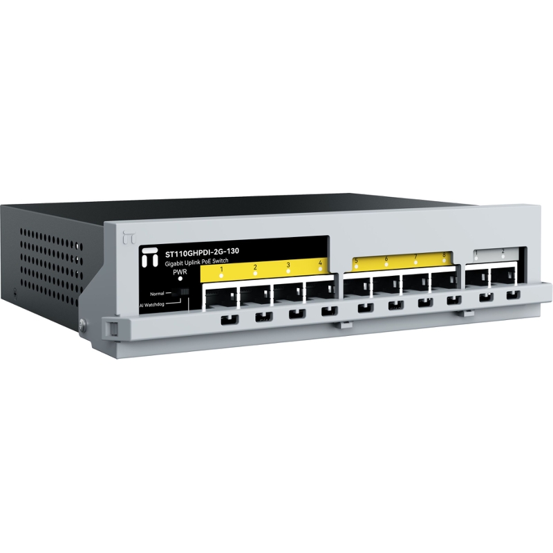 Неуправляемый PoE коммутатор Fast Ethernet, 8 портов 100 Мбит/с PoE+, 2 Uplink порта 1000 Мбит/с RJ4