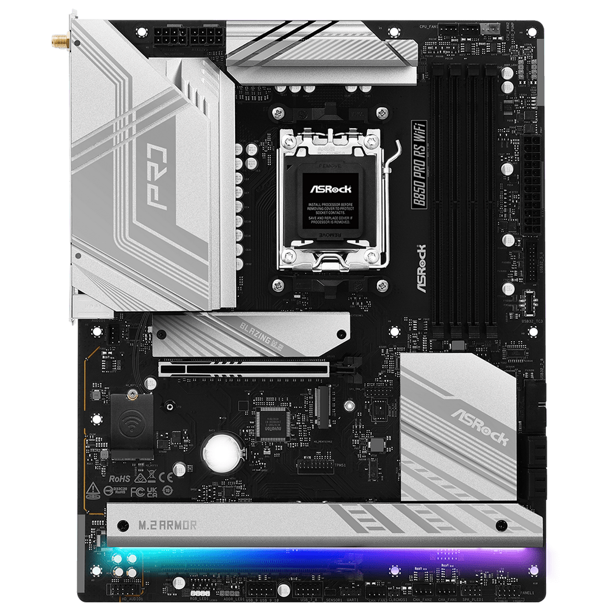 Материнская плата Asrock B850 PRO RS WIFI Socket AM5 AMD B850 4xDDR5 ATX AC`97 8ch(7.1) 2.5Gg RAID+H