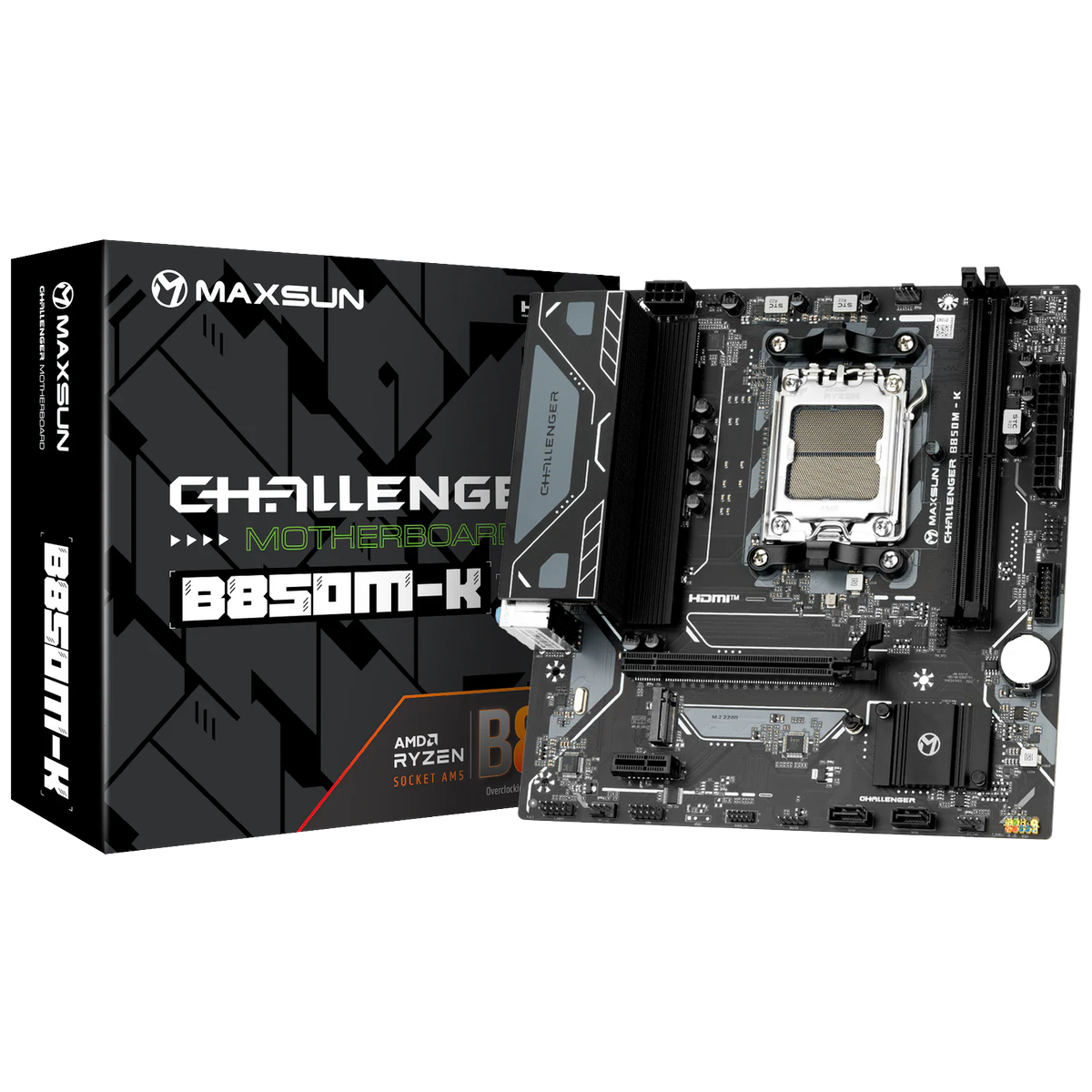 Материнская плата Maxsun MS-Challenger B850M-K B850, AM5, 2*DDR5, 1*PCIEx16, 1*PCIEx1, 1*M.2, 6*USB3