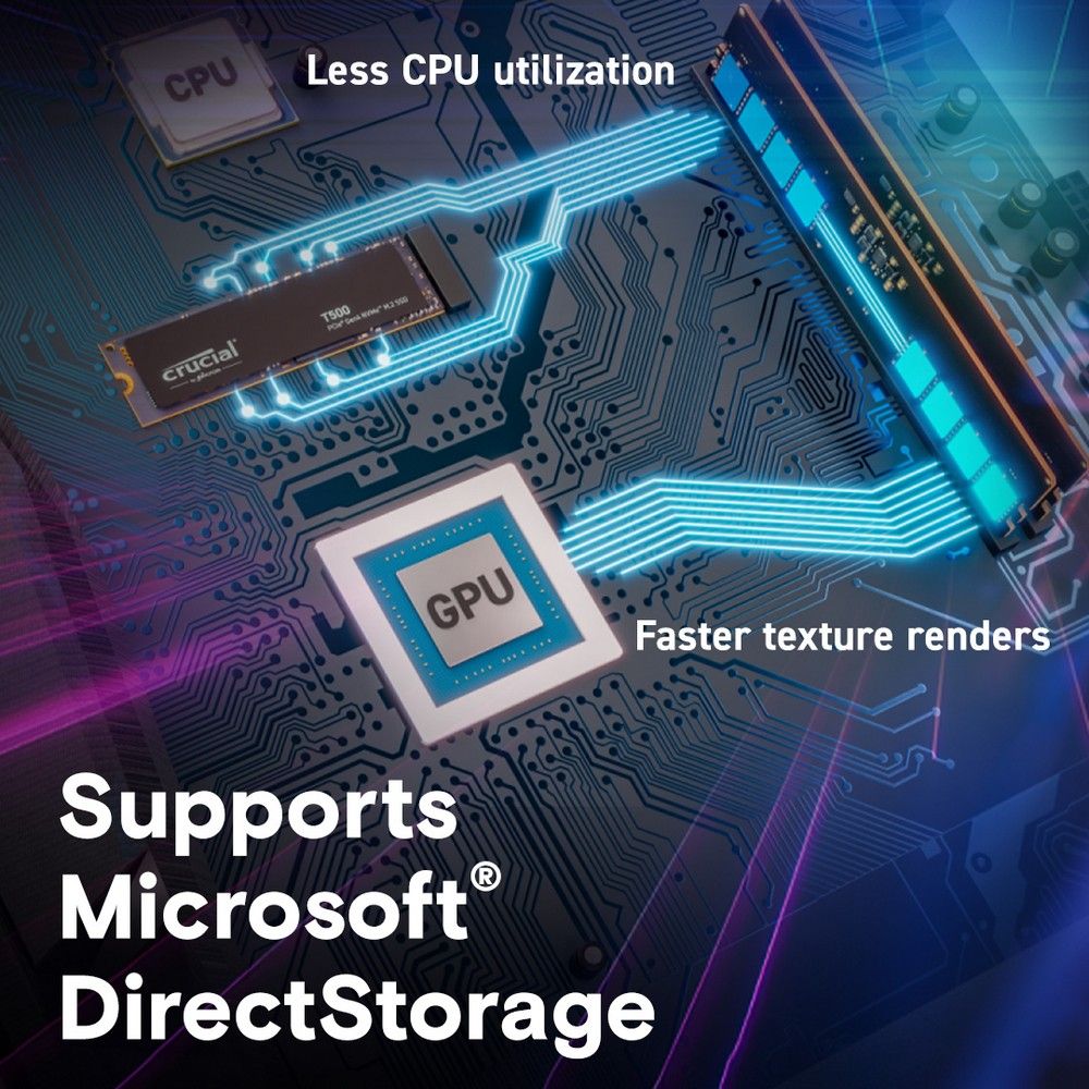Твердотельный диск 2TB Crucial T500 CT2000T500SSD8 M.2, NVMe 3D TLC [R/W - 7400/7000 MB/s]
