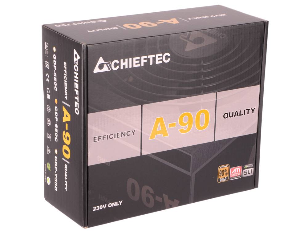 Блок питания Chieftec PSU GDP-650C 650W A-90 ATX2.3/EPS12V 230V CabMan RT 90%+ 14cm Fan Active PFC F