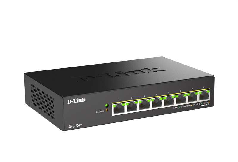 Коммутатор D-Link DMS-108P/A1A 8x2.5Гбит/с 8PoE 230W неуправляемый