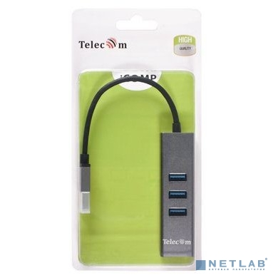 Telecom Переходник USB 3.0 -->RJ-45 1000Mbps +3 USB3.0, Aluminum Shell, 0.2м Telecom <TA311U>