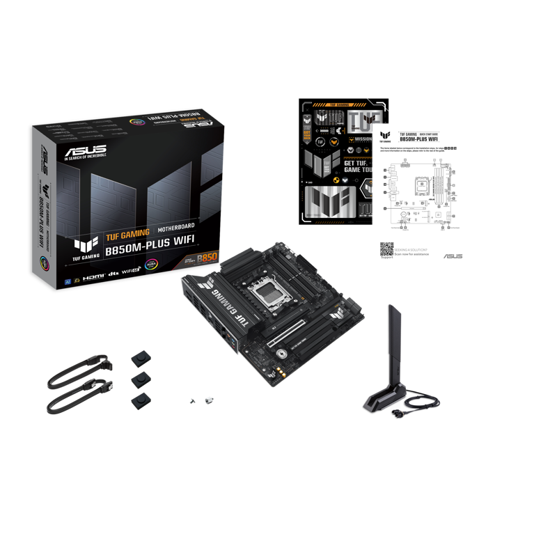 Материнская плата Asus TUF GAMING B850M-PLUS WIFI Socket AM5 AMD B850 4xDDR5 mATX AC`97 8ch(7.1) 2.5