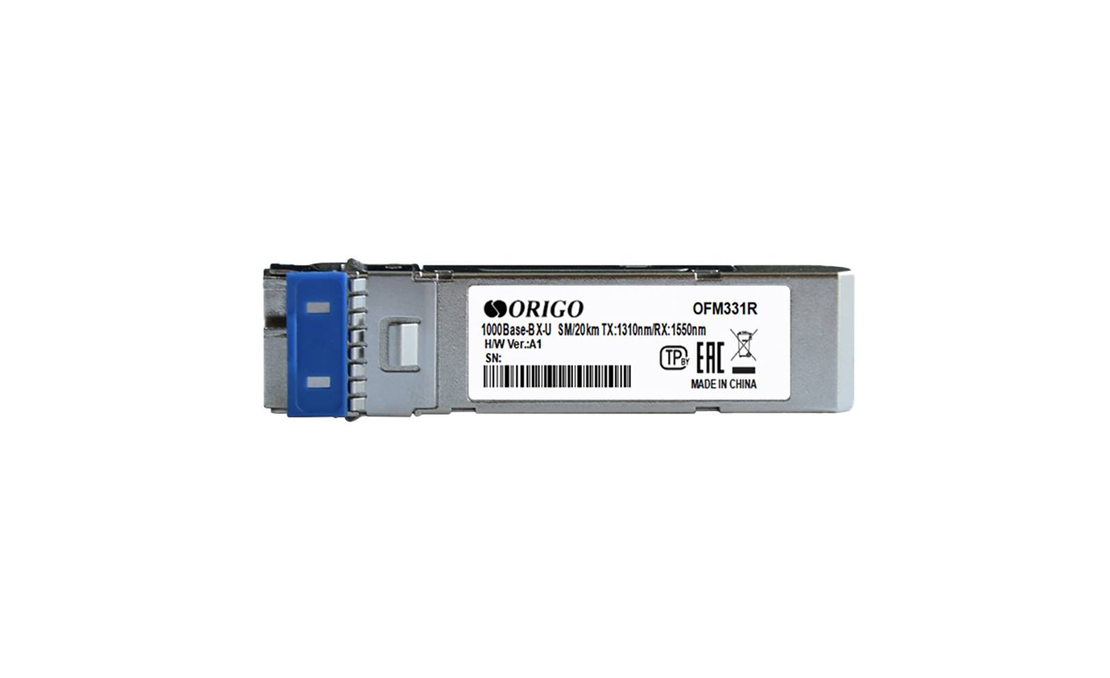 SFP-трансивер ORIGO WDM SFP-трансивер, 1000Base-BX-U (Simplex LC), Tx:1310 нм, Rx:1550 нм, для одном