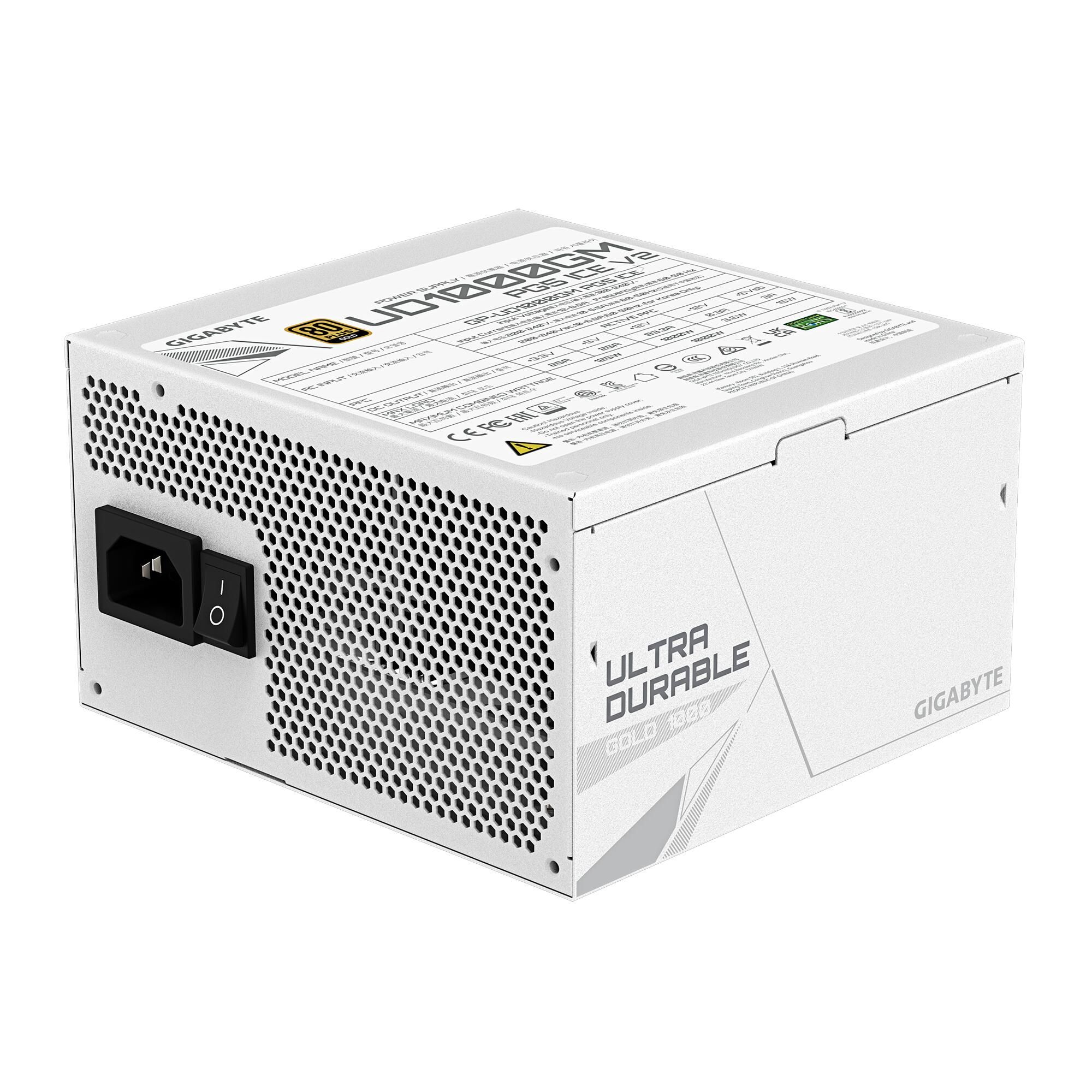 Блок питания ПК Gigabyte UD1000GM PG5 ICE 1000W, 80Plus, Gold, Полностью модульный, White colour