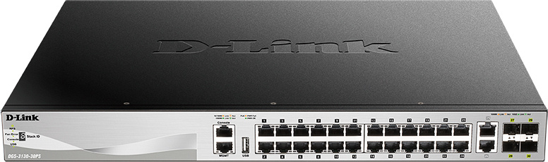 Коммутатор D-Link DGS-3130-30PS/B DGS-3130-30PS/B2A (L3) 24x1Гбит/с 2x10Гбит/с 4xКомбо(10GBase-T/SFP