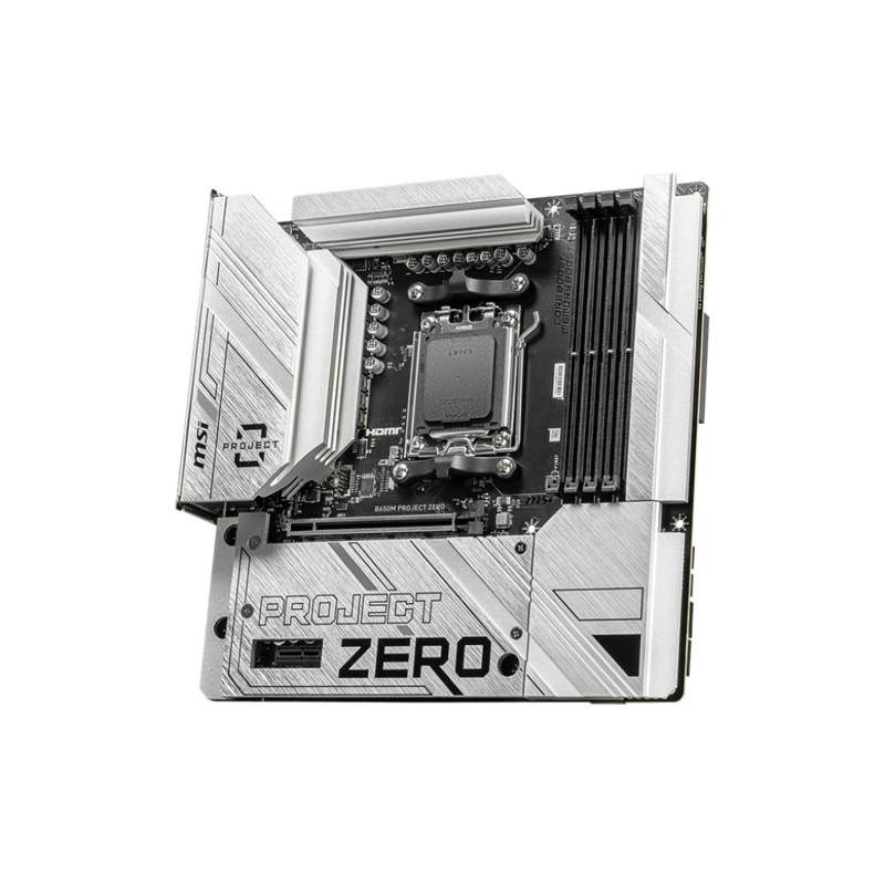 Материнская плата MSI B650M PROJECT ZERO B650, AM5, 4*DDR5, 1*PCIEx16, 1*PCIEx1, 2*M.2, 3*TypeC, 3*U