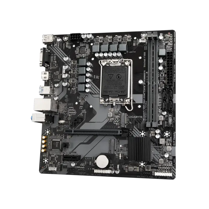 Материнская плата Gigabyte B760M H DDR4 Soc-1700 Intel B760 2xDDR4 mATX AC`97 8ch(7.1) GbLAN RAID+VG