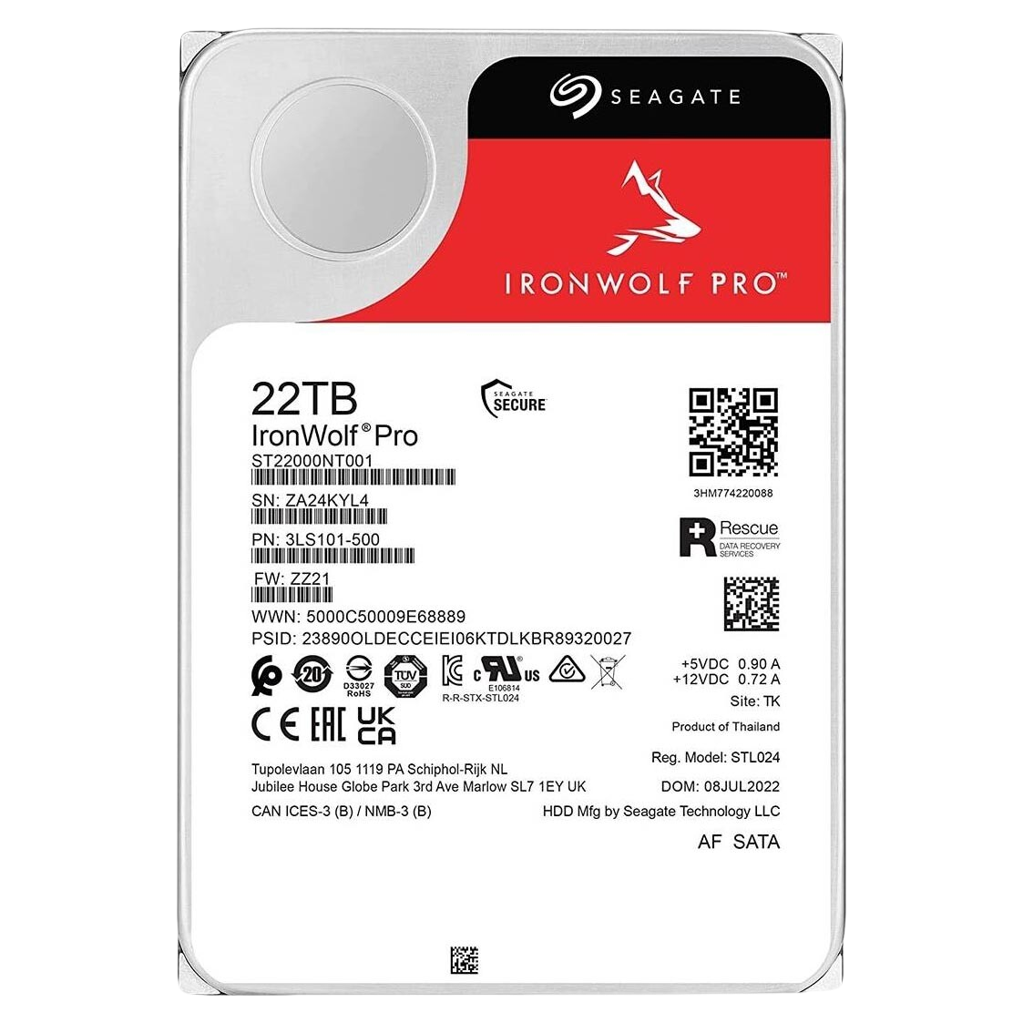 Жесткий диск Seagate SATA-III 22TB ST22000NT001 NAS Ironwolf Pro 512E (7200rpm) 512Mb 3.5"