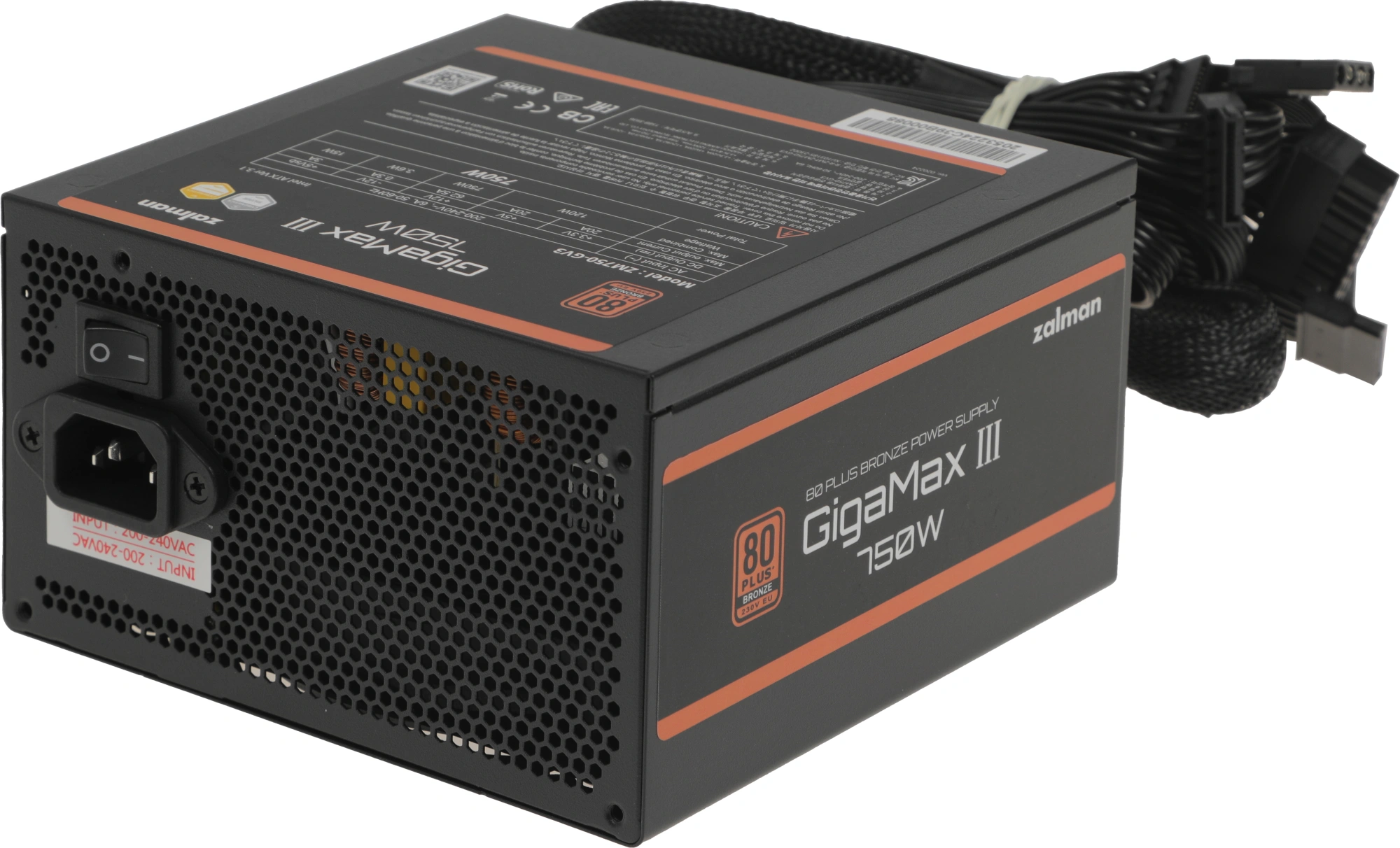 Блок питания Zalman ATX 750W ZM750-GV3 Gen.5 80+ bronze (20+4pin) APFC 120mm fan 6xSATA RTL