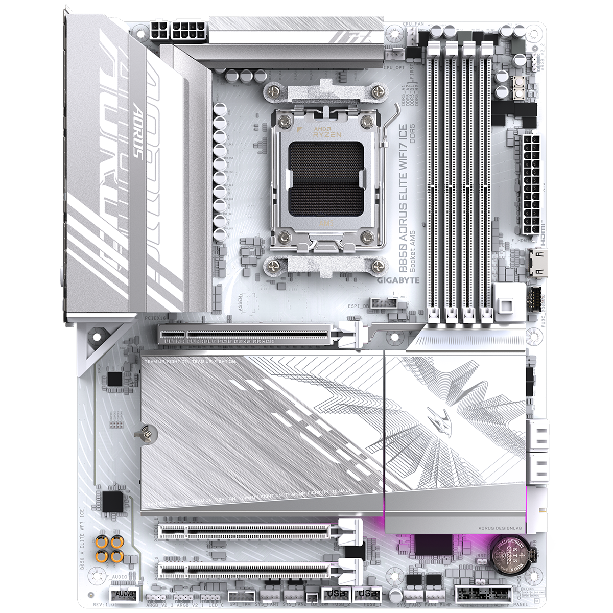 Материнская плата Gigabyte B850 AORUS ELITE WIFI7 ICE Socket AM5 AMD B850 4xDDR5 ATX AC`97 8ch(7.1) 