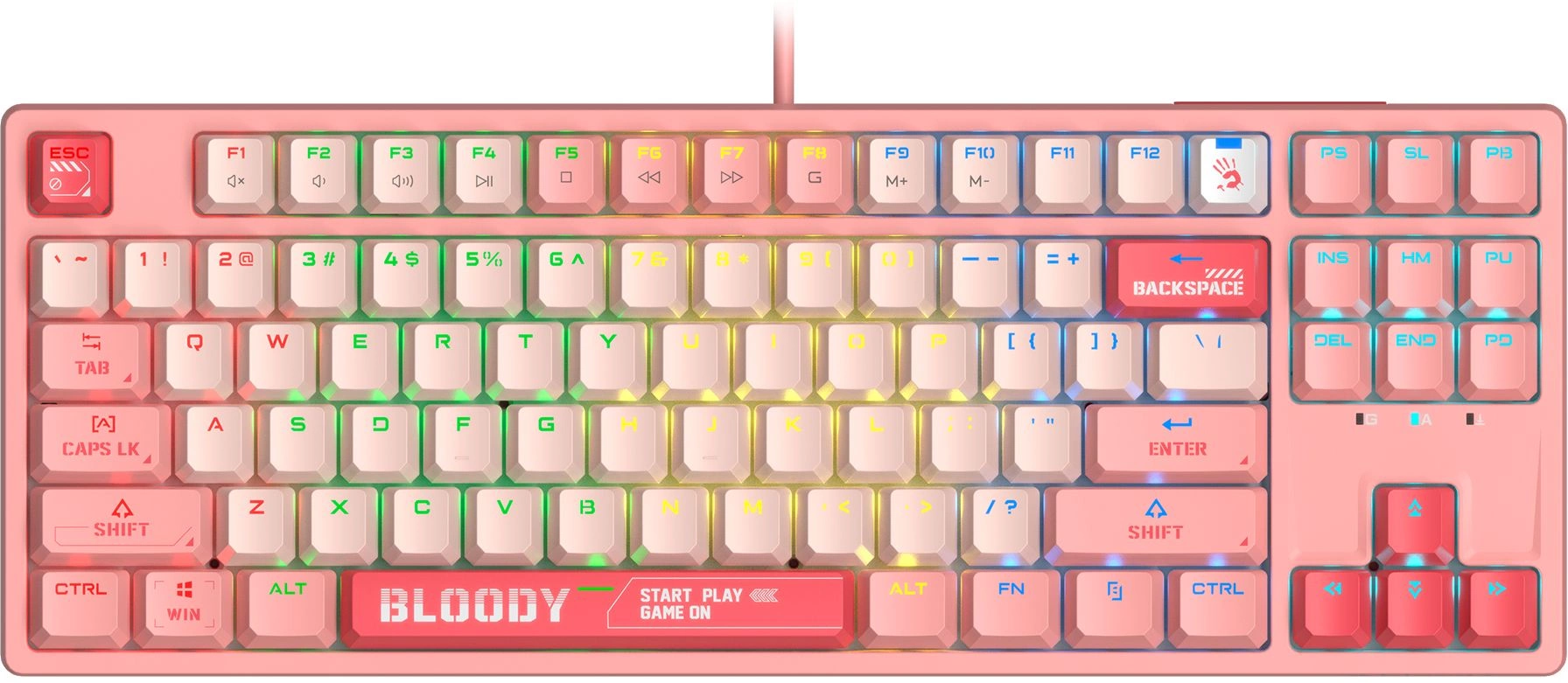 Клавиатура A4Tech Bloody S87 Energy механическая розовый USB for gamer LED (S87 USB ENERGY PINK) каб