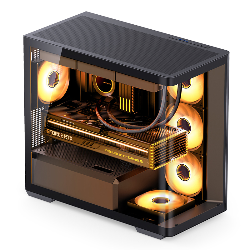 Корпус JONSBO D300, Mini-Tower, TG, no fan, 2xUSB-A 3.2 + 1xUSB-C 3.2, mATX, mITX Black