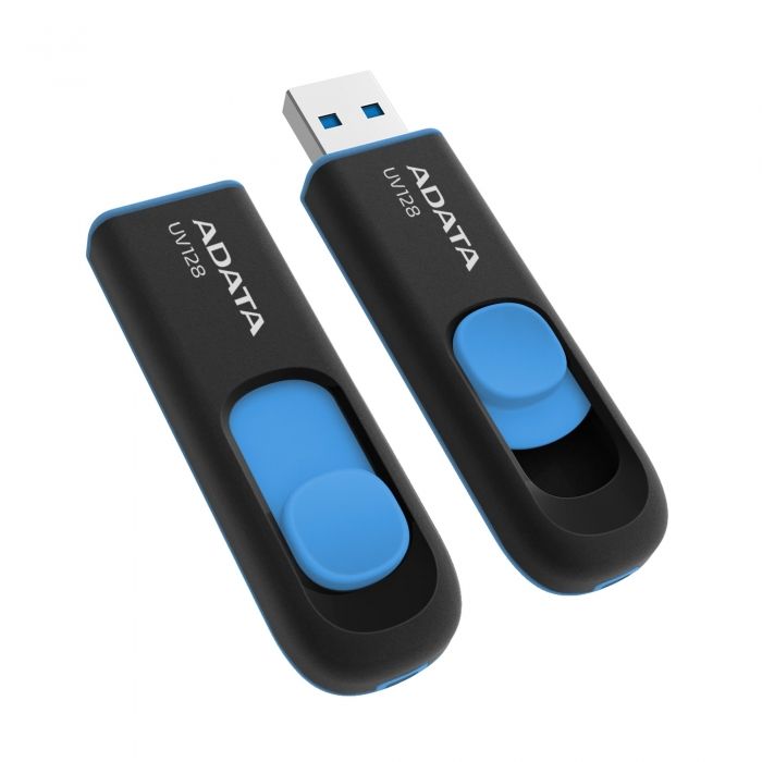Флеш Диск A-Data 64Gb DashDrive UV128 AUV128-64G-RBE USB3.0 черный/синий