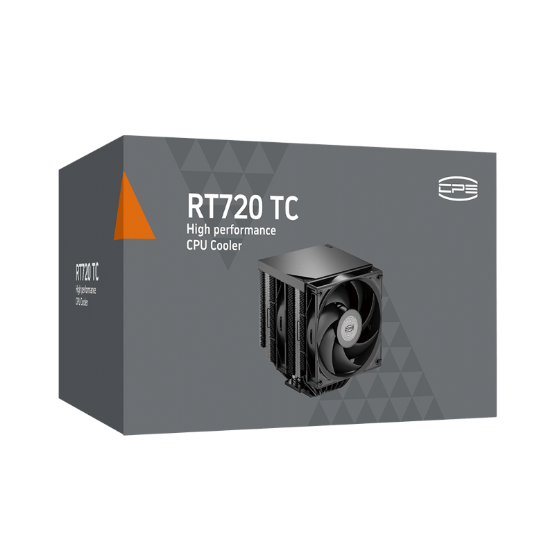 Кулер для процессора PCCooler RT720 TC BK (270W, 4-pin PWM, 157.5mm, Al/Cu, 7x6mm, 2x120mm, 73.32CFM