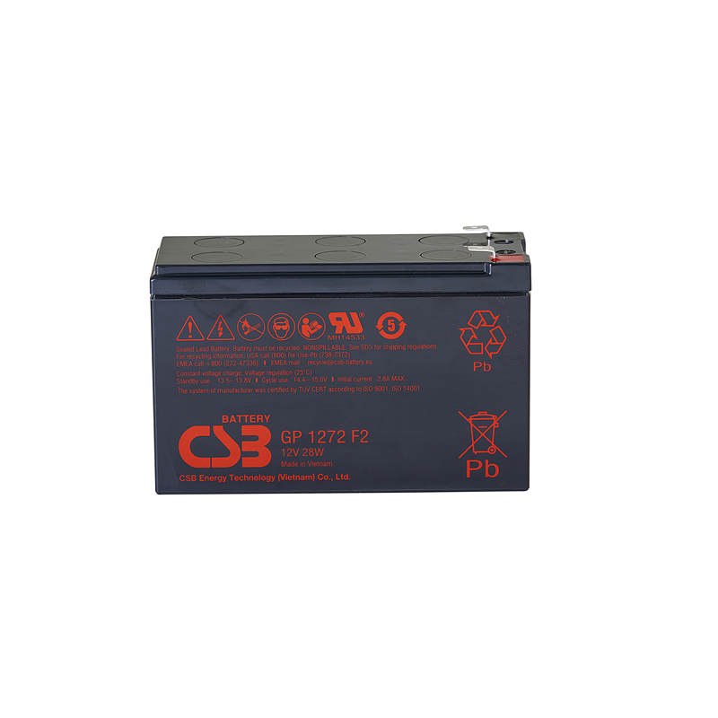 Батарея CSB серия GP, GP1272 F2 (12V28W) , напряжение 12В, емкость 7Ач (разряд 20 часов), емкость 28