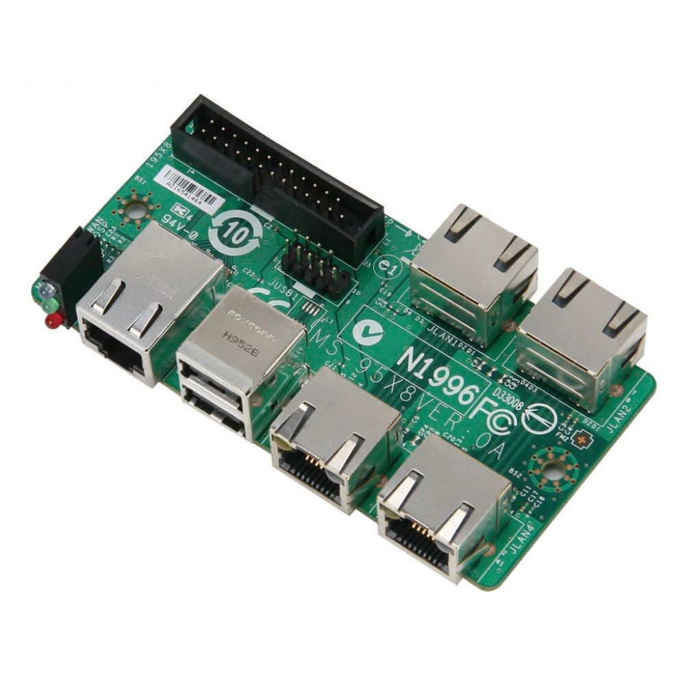 Сетевой адаптер MSI MS-95X8 (609-95X8-010) Дочерняя плата с  LED, 4x GBe LAN, 1x COM port, 2x USB 2.