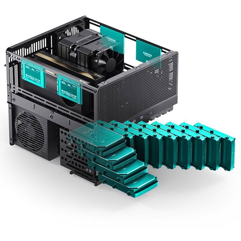 Корпус JONSBO N5, Mini-Tower, 3x120mm, 1xUSB-A 3.0 + 1xUSB-C 3.2, E-ATX, ATX, mATX, mITX Black