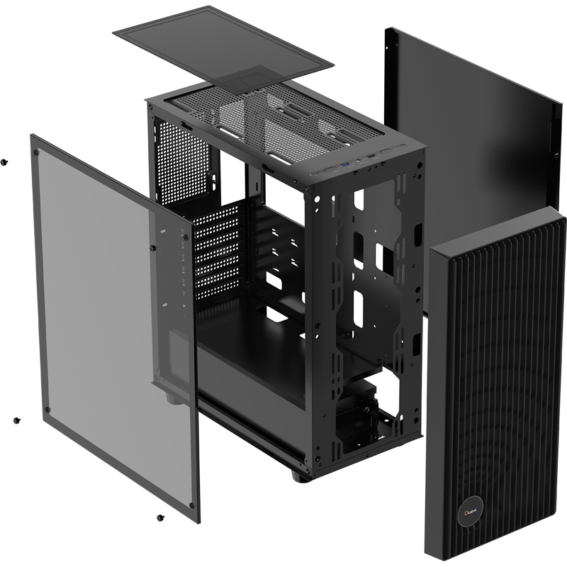 Корпус Ocypus Gamma C70 BK, Midi-Tower, TG, no fans, 1xUSB-A 3.0 + 1xUSB 2.0, ATX, mATX, mITX Black