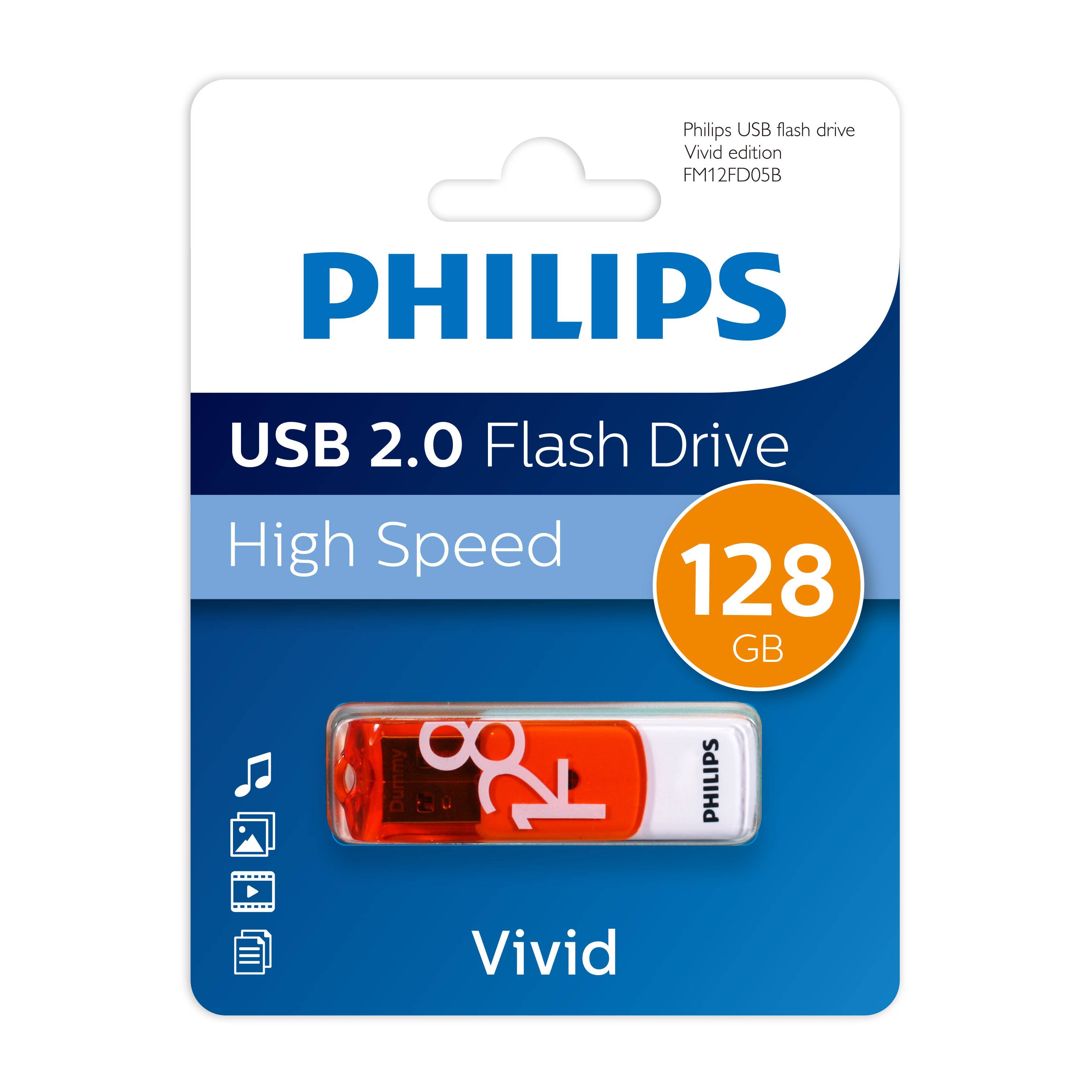 Флеш накопитель 128GB PHILIPS VIVID2.0 128GB, USB 2.0