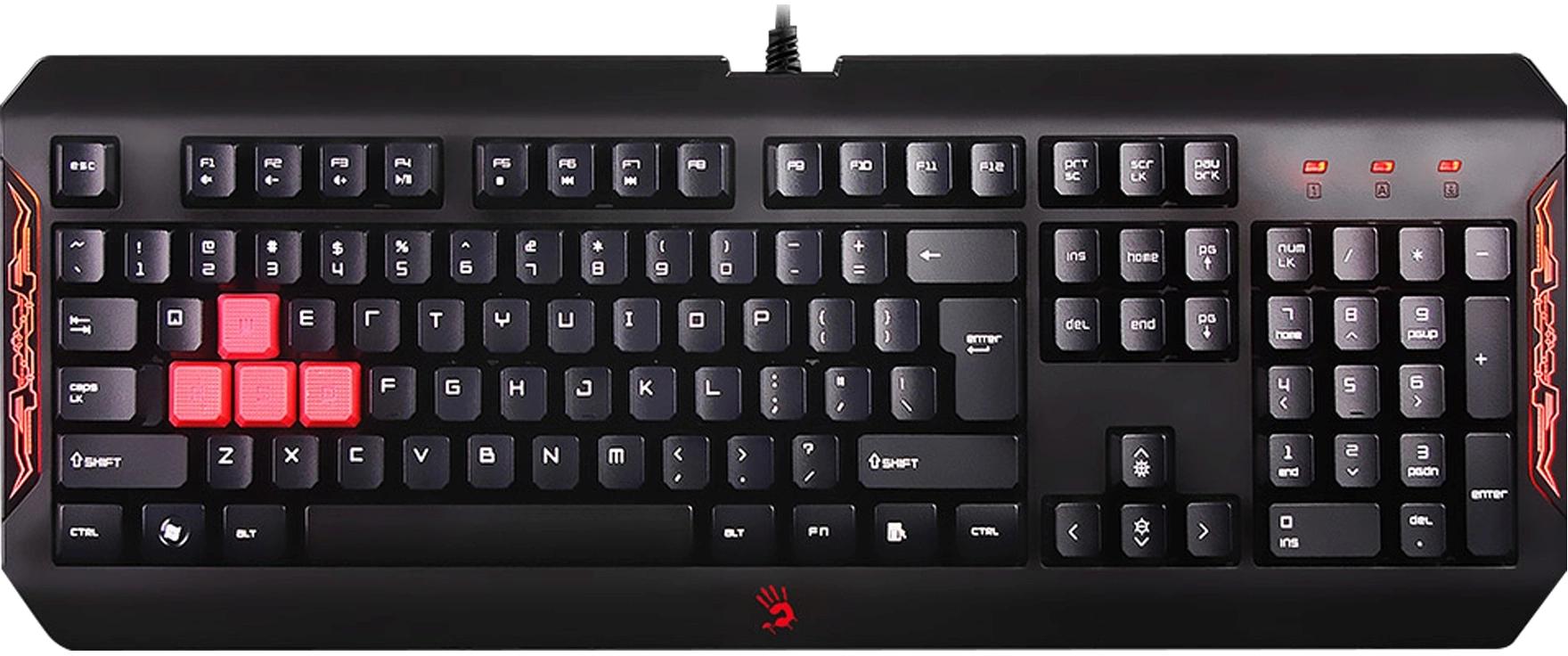 Клавиатура A4Tech Q100 черный USB for gamer LED (Q100 USB) кабель 1.8м