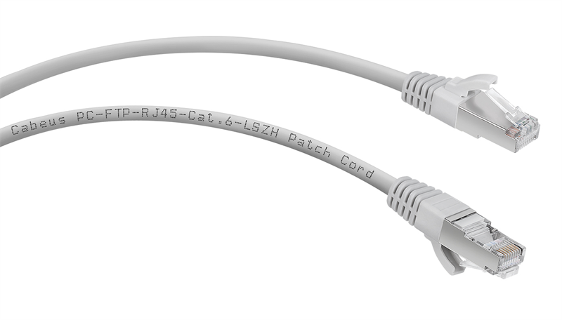 Патч-корд F/UTP, категория 6, 2xRJ45/8p8c, экранированный, серый, LSZH, 1м Cabeus PC-FTP-RJ45-Cat.6-